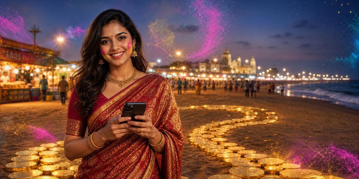 Players enjoying mobile slots gameplay at Chennai Marina Beach
